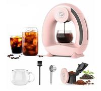 i Cafilas Electric coffee machine Mini coffee brewer for ground coffee,Americano 2-in-1 Mini One Cup coffee brewer/tea maker 1400W 2-Minute Fast Heating, 120-240ml single cup capacity(pink)