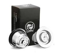 i Cafilas for Nepresso Stainless Steel Capsules, Compatible nepresso refillable Capsules, 2 Cups +1 Plastic Spoon +1 Brush (2 Pods)