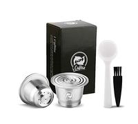 i Cafilas Pack of 2 Refillable Reusable Coffee Capsule for Nespresso Machines with 1pcs Plastic Spoon and 1 Cleaning Brush