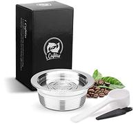 i Cafilas Refillable Coffee Pods, Stainless Steel Reusable Coffee Capsule Compatible for LAVAZZA A MODO MIO Espresso Coffee Machines + 1 Reusbale Spoon + 1 Brush