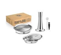 i Cafilas Refillable Stainless Steel Coffee Capsule for Refilling, Compatible with Philips Senseo, Reusable Refill Capsule Capsules for Philips Senseo Machines (2 x Coffee Capsule + Tamper)