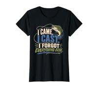 I Came I Cast I Forgot Everything Else Bass Fishing Value Graphic T-Shirt, Women, Black, XL