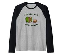 I Came I Saw I Conkered T-Shirt - Conkers Autumn Chesnut Pun Raglan Baseball Tee
