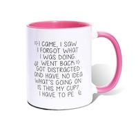 I Came I Saw I Forgot Ceramic Coffee Mug - 11 oz/300 ml Funny Large Tea Cup,Birthday Christmas Novelty Unique Gift for Son Dad Brother Uncle Colleague Friend (Pink)