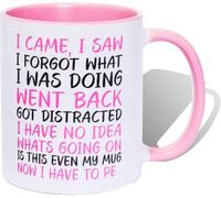 I Came I Saw I Forgot Coffee Mug,Funny Birthday Christmas Gifts Mug,Coffee Mugs for Mum and Dad, Anniversary Couple Gift,Funny Quotes Coffee Mug (Pink)