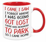 I Came I Saw I Forgot Got Lost Mug - Funny Novelty Gift Silly Present Mug Birthday Christmas for Mum Dad Friend Sister Brother Grandparents for Man Woman Secret Santa Work Quotes (Red)