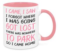 I Came I Saw I Forgot Got Lost Mug - Funny Novelty Gift Silly Present Mug Birthday Christmas for Mum Dad Friend Sister Brother Grandparents for Man Woman Secret Santa Work Quotes (Pink)