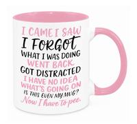 I Came I Saw I Forgot Mug - Funny Novelty Gift Silly Present Mugs for Women Birthday Christmas for Mum Dad Friend Sister for Men Colleague Secret Santa Work Quotes 2 (Pink)