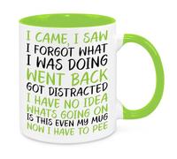 I Came I Saw I Forgot Mug - Funny Novelty Gift Silly Present Mugs for Women Birthday Christmas for Mum Dad Friend Sister for Men Colleague Secret Santa Work Quotes (Green)