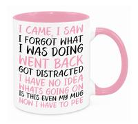 I Came I Saw I Forgot Mug - Funny Novelty Gift Silly Present Mugs for Women Birthday Christmas for Mum Dad Friend Sister for Men Colleague Secret Santa Work Quotes (Pink)