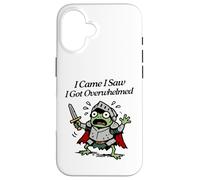 I came I saw I got overwhelmed tiny knight frog panicking Case for iPhone 16