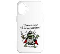 I came I saw I got overwhelmed tiny knight frog panicking Case for iPhone 16 Plus