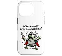 I came I saw I got overwhelmed tiny knight frog panicking Case for iPhone 16 Pro