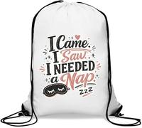I Came I Saw I Needed Nap Gym Sack Casual Drawstring Bag White