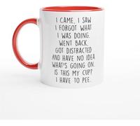 I Came Saw Forgot What was Doing Novelty Ceramic Coffee Mug - Funny Senior Citizens Sarcastic Gifts Old People Elderly Mom Dad Grandma Grandpa - Presents Mothers Day Fathers Birthday -11 Oz-Red