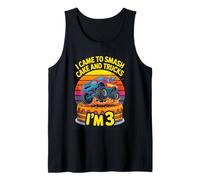 I Came to Smash Cake and Trucks Im 3 Monster Truck Tank Top