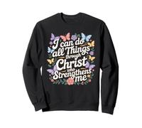 I Can Do All Things Bible Verse Butterfly Floral Christian Sweatshirt