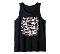 I Can Do All Things Bible Verse Butterfly Floral Christian Tank Top