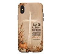 I Can Do All Things Philippians 4:13 Cross Pumpkin Fall Case for iPhone X/XS