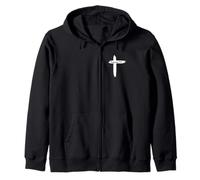 I Can Do All Things Through Christ Back, Front Cross Print Zip Hoodie
