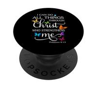 I Can Do All Things Through Christ Butterfly Art - Religious PopSockets Adhesive PopGrip