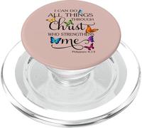 I Can Do All Things Through Christ Butterfly Art Religious PopSockets PopGrip for MagSafe