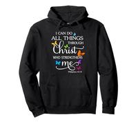 I Can Do All Things Through Christ Butterfly Art - Religious Pullover Hoodie
