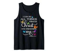 I Can Do All Things Through Christ Butterfly Art - Religious Tank Top