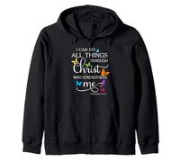 I Can Do All Things Through Christ Butterfly Art - Religious Zip Hoodie
