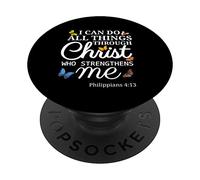 I Can Do All Things Through Christ Butterfly Bible Verse PopSockets Swappable PopGrip