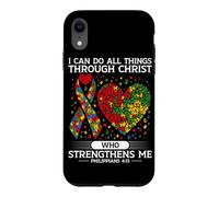 I Can Do All Things Through Christ Christian Autism Puzzle Case for iPhone XR