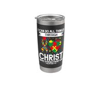 I Can Do All Things Through Christ Christian Autism Puzzle Stainless Steel Insulated Tumbler