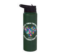 I Can Do All Things Through Christ Christian Autism Puzzle Stainless Steel Insulated Water Bottle