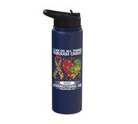 I Can Do All Things Through Christ Christian Autism Puzzle Stainless Steel Insulated Water Bottle
