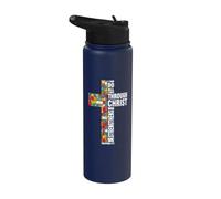 I Can Do All Things Through Christ Christian Autism Puzzle Stainless Steel Insulated Water Bottle