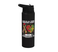 I Can Do All Things Through Christ Christian Autism Puzzle Stainless Steel Insulated Water Bottle