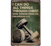 I Can Do All Things Through Christ Gym Motivational Sign For Workout Home Fitness Room Decor Inspirational Posters Wall Art Gifts Of Sports Enthusiasts Boys 8"x12"