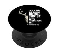 I Can Do All Things Through Christ Hunting Deer PopSockets Adhesive PopGrip