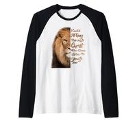 I Can Do All Things Through Christ - Lion Face - Powerful Raglan Baseball Tee
