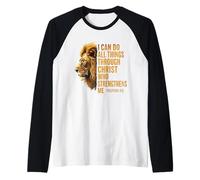 I Can Do All Things Through Christ Lion Philippians 4:13 Raglan Baseball Tee