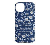 I Can Do All Things Through Christ Phil 4:13 Navy Floral Case for iPhone 15 Plus