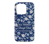 I Can Do All Things Through Christ Phil 4:13 Navy Floral Case for iPhone 15 Pro