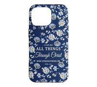 I Can Do All Things Through Christ Phil 4:13 Navy Floral Case for iPhone 16 Pro