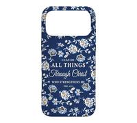 I Can Do All Things Through Christ Phil 4:13 Navy Floral Case for iPhone 17 Pro Max