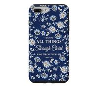 I Can Do All Things Through Christ Phil 4:13 Navy Floral Case for iPhone 7 Plus/8 Plus