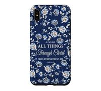 I Can Do All Things Through Christ Phil 4:13 Navy Floral Case for iPhone XS Max