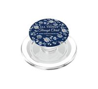 I Can Do All Things Through Christ Phil 4:13 Navy Floral PopSockets PopGrip for MagSafe