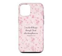 I Can Do All Things Through Christ Philip 4:13 Pink Flora Case for iPhone 12/12 Pro