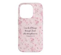 I Can Do All Things Through Christ Philip 4:13 Pink Flora Case for iPhone 14 Pro