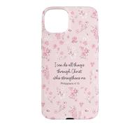 I Can Do All Things Through Christ Philip 4:13 Pink Flora Case for iPhone 15 Plus